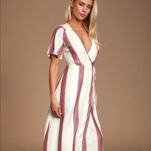 BNWOT lulus Caleta cream & red striped dress